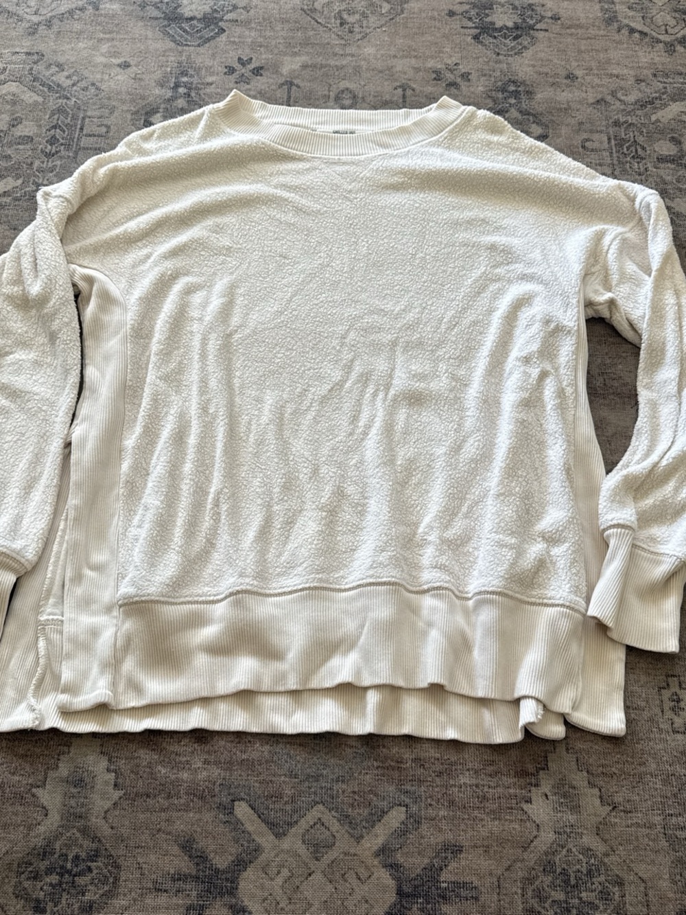 aerie Cream Textured Cozy Sweatshirt